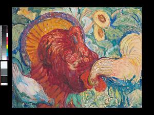 AUGUSTIN FERRANDO 1880-1957 14 - Le dindon, le coq et les tournesols (Vers 1941)